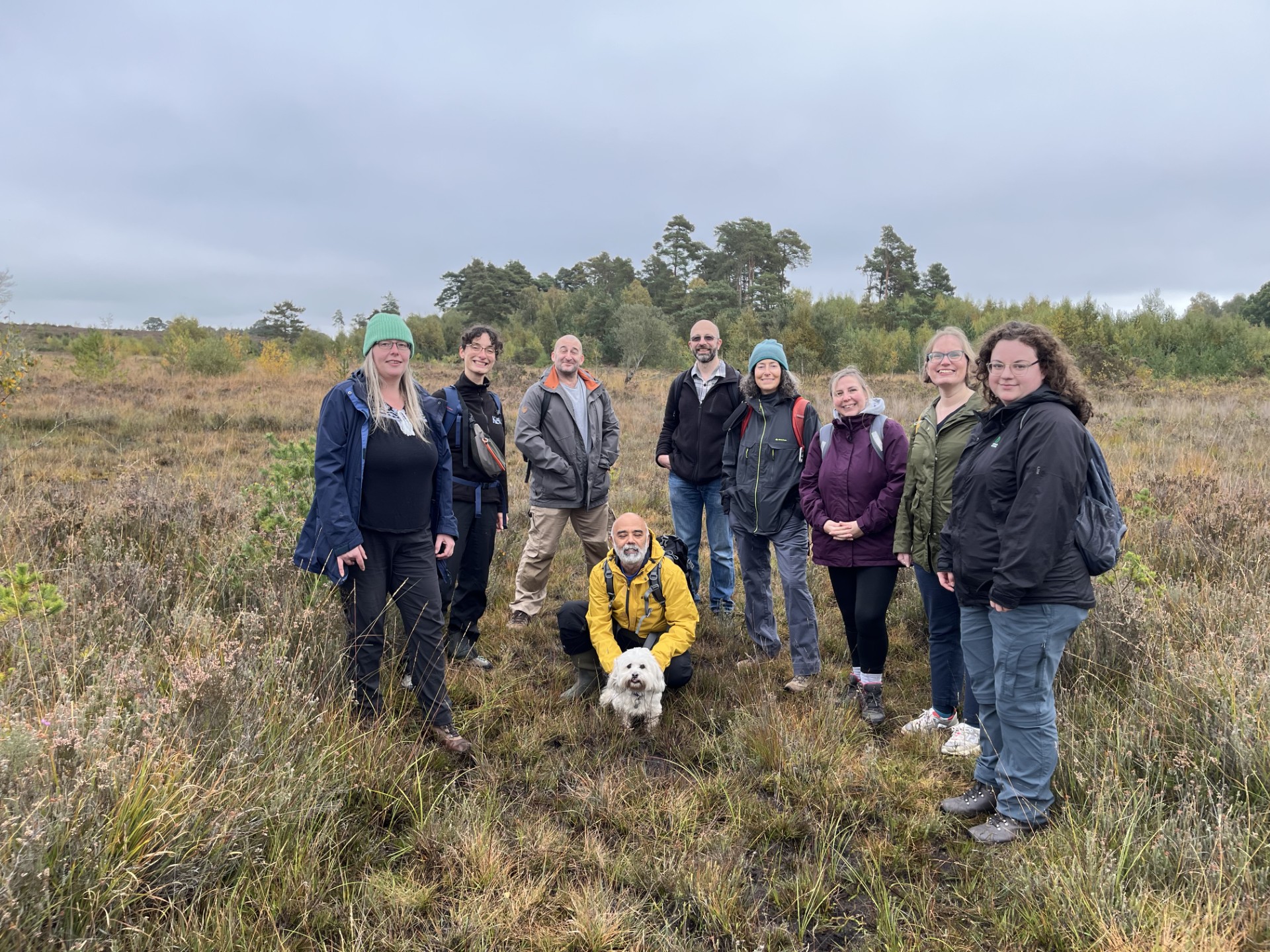 ©JeffDuckett A group on people and a dog on Thursley Common Heathland